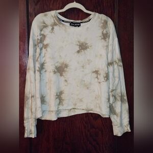 DKNY JEANS, L, GREEN/WHITE TIE DYE, CROPPED SWEATER